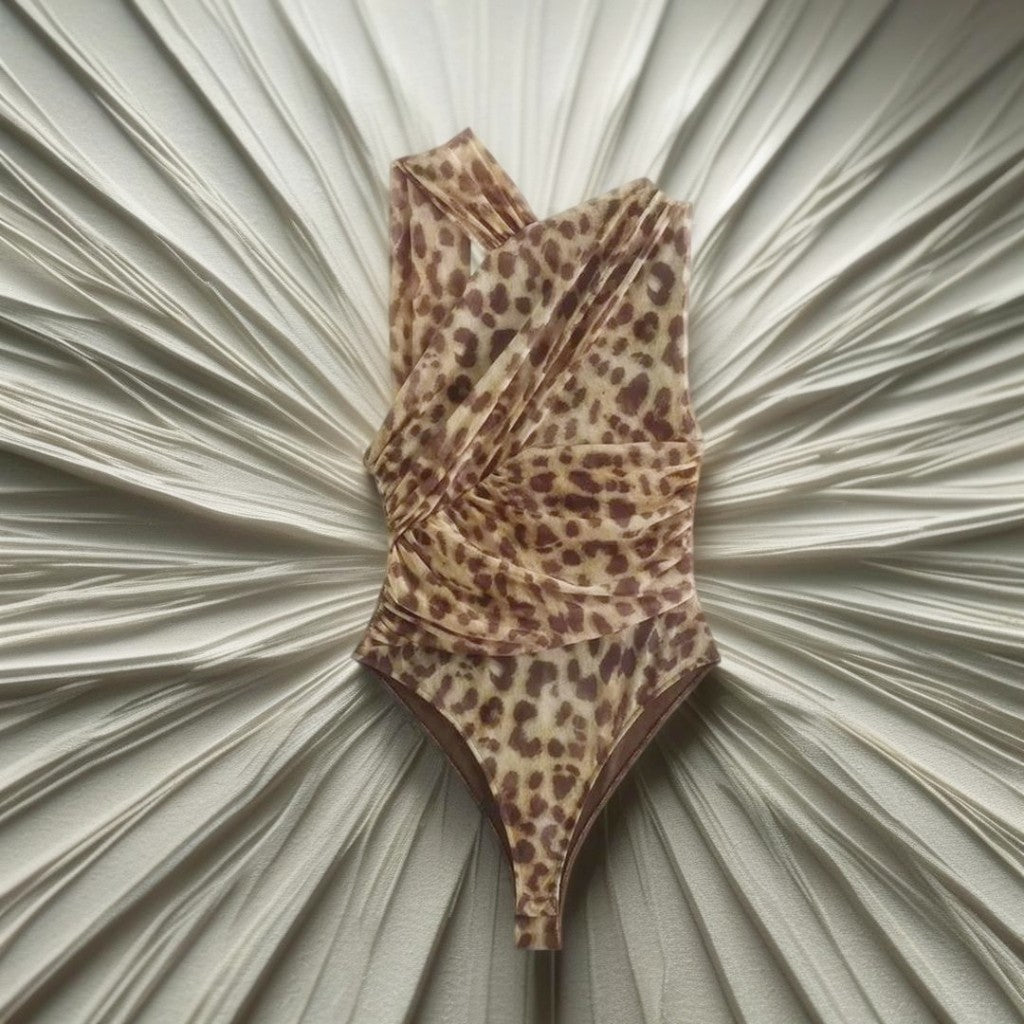 Leopard Print Mesh Bodysuit